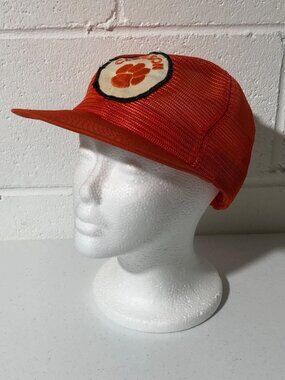 Clemson Tigers Vintage Trucker Hat K Brand Full Mesh Snapback Patch Orange VGC